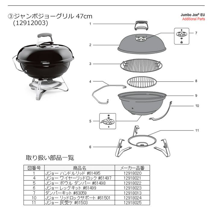 Weber ウェーバー Weber ジャンボジョー リッドロックサポート Orange